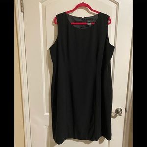 Black sheath dress hits right at the knee